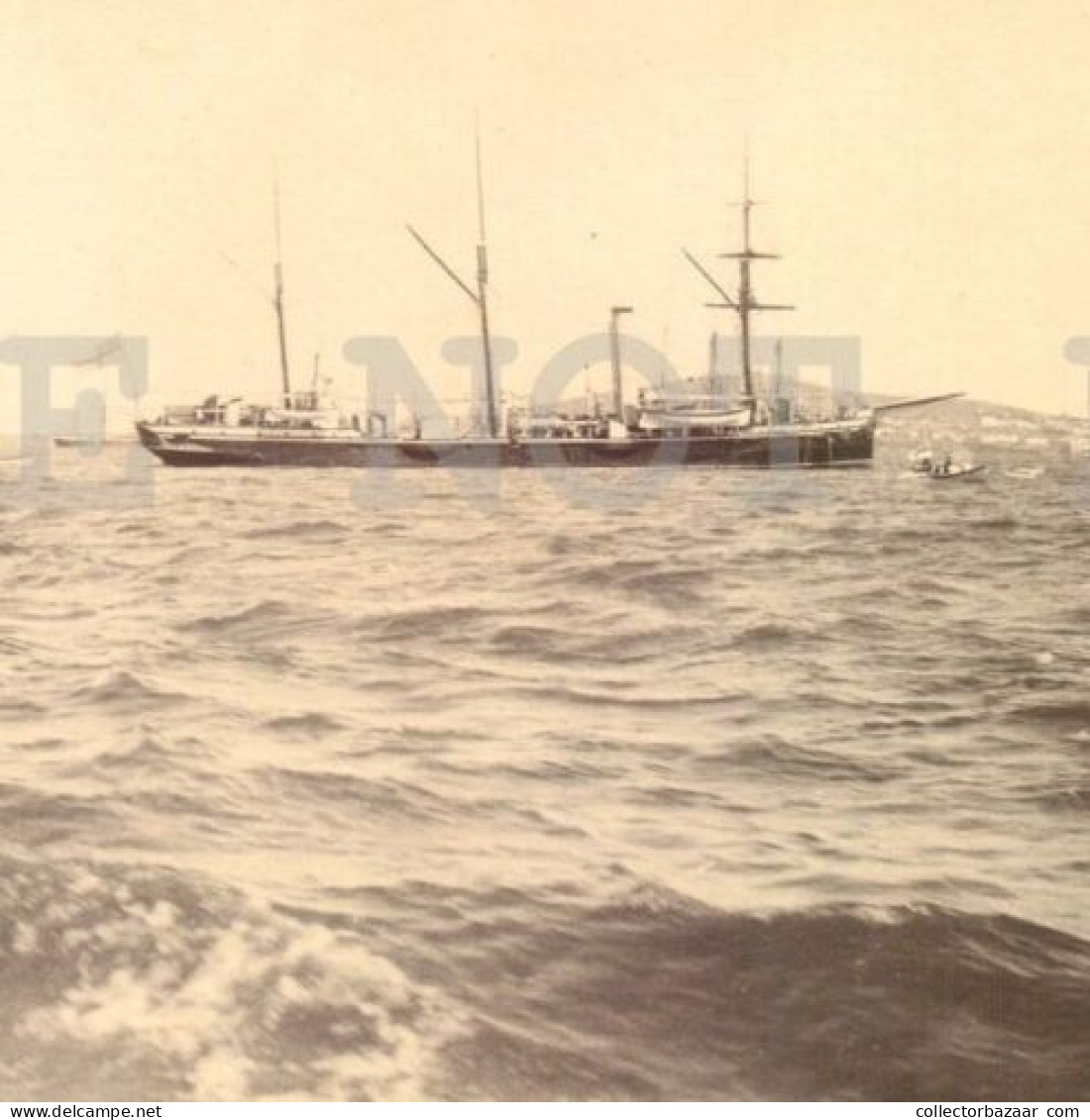 HMS UK GB 3 MAST Battleship Military Uruguay Port Real Photo RPPC Postcard C1902 - Sammlungen & Sammellose