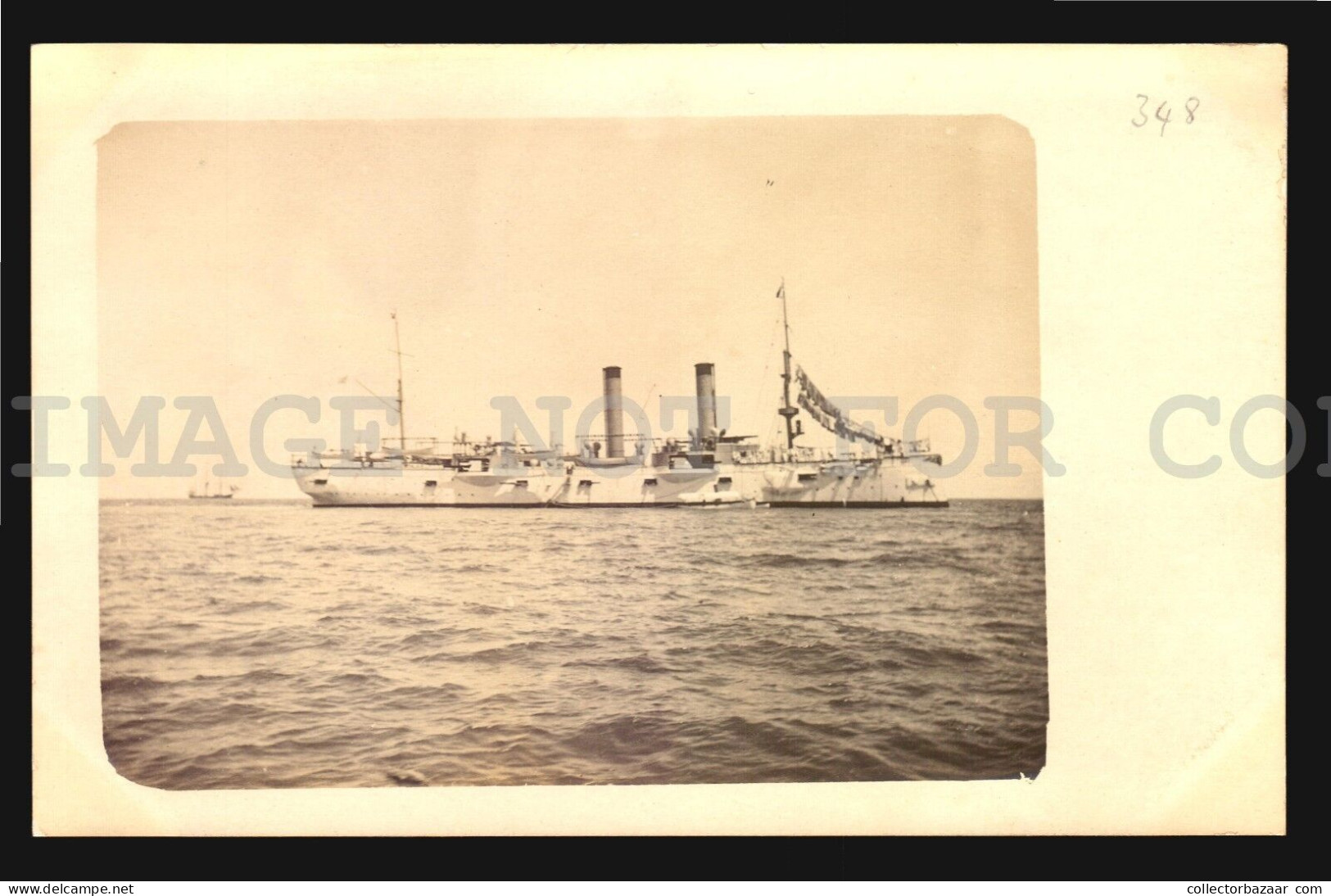 USS Chicago Battleship Military Spanish-Amer War Real Photo RPPC Postcard C1902 - Collections & Lots