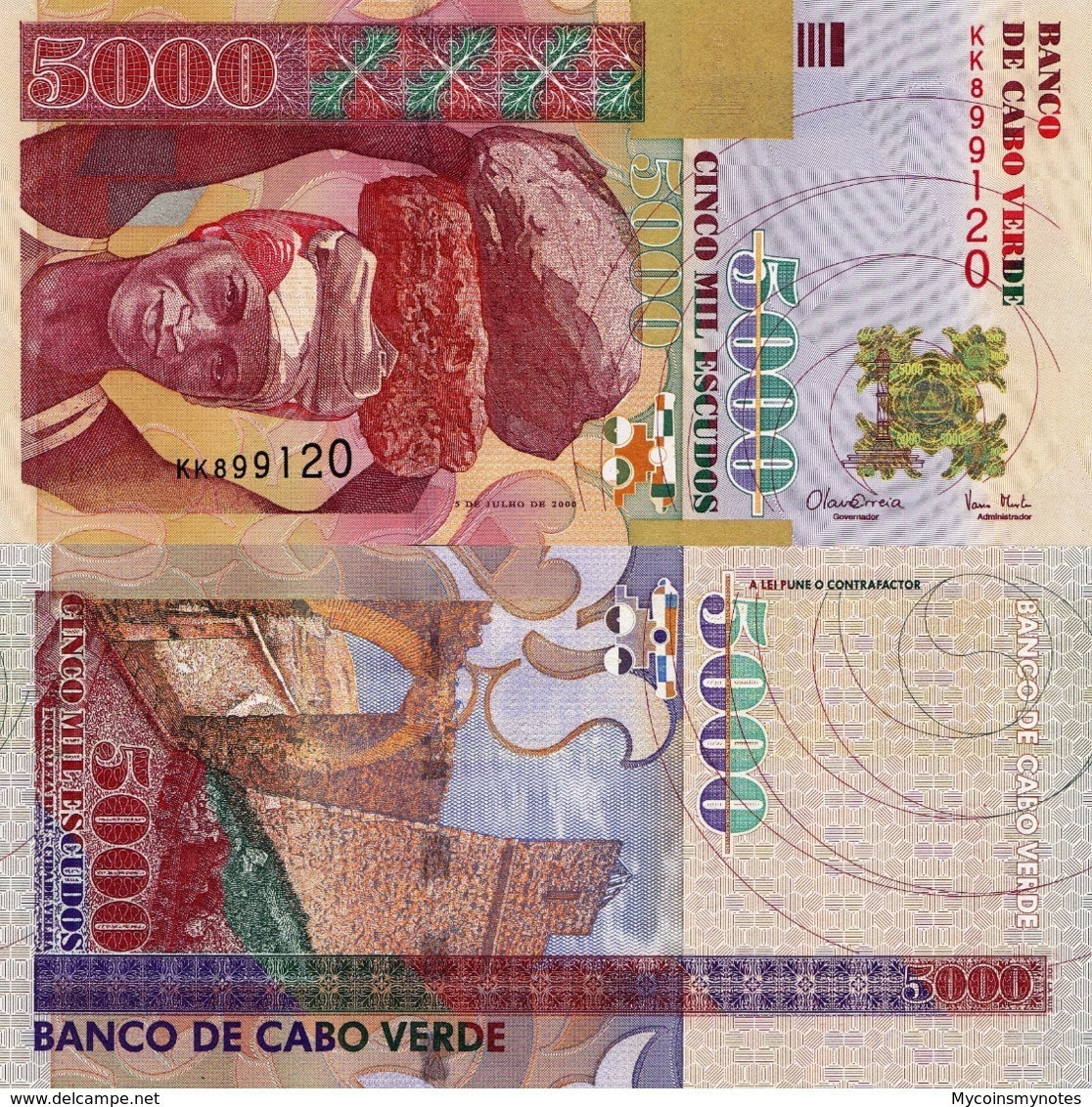 CAPE VERDE 5000 Escudos From 2000, P67, UNC - Cap Vert