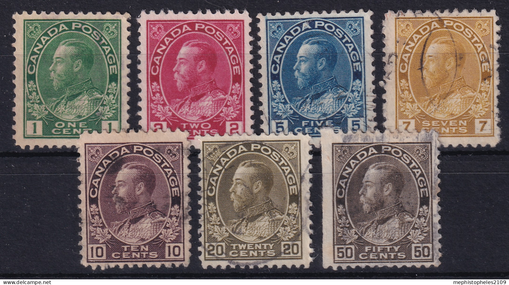 CANADA 1912-16 - Canceled - Sc# 104, 106, 111, 113, 116, 119, 120 - Usados