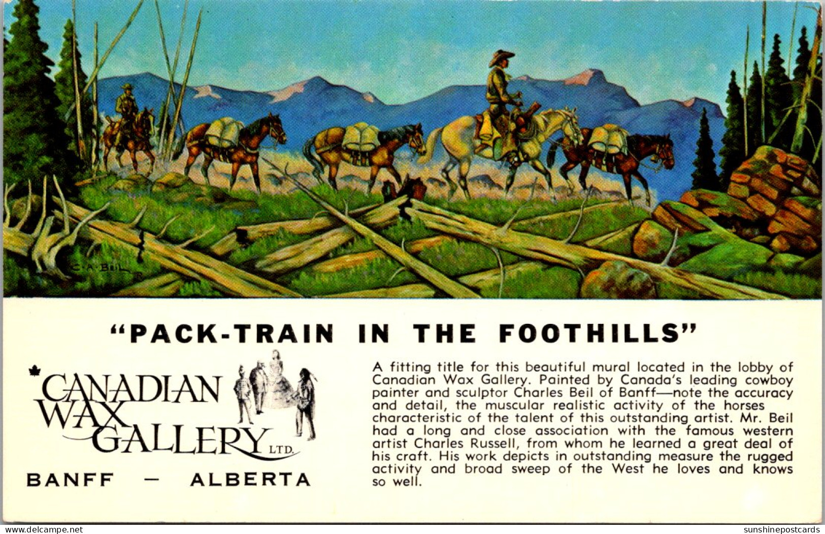 Canada Alberta Banff Canadian Wax Gallery "Pack-Train In The Foothills" - Banff