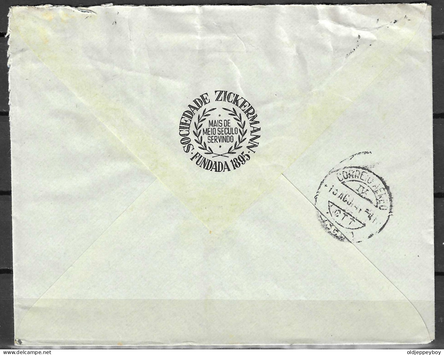 1947 PORTUGAL SOCIEDADE ZICKERMANN FUNDADA 1895 ENVELOPE COVER AIRMAIL TO EBIKON LUZERN SUISSA SUISSE SWITZERLAND  - Covers & Documents