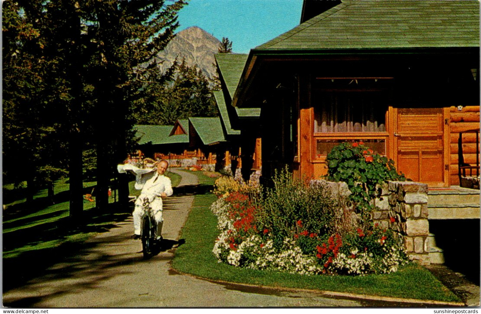 Canada Alberta Jasper Park Lodge Room Service Waiter Riding Bicycle - Jasper