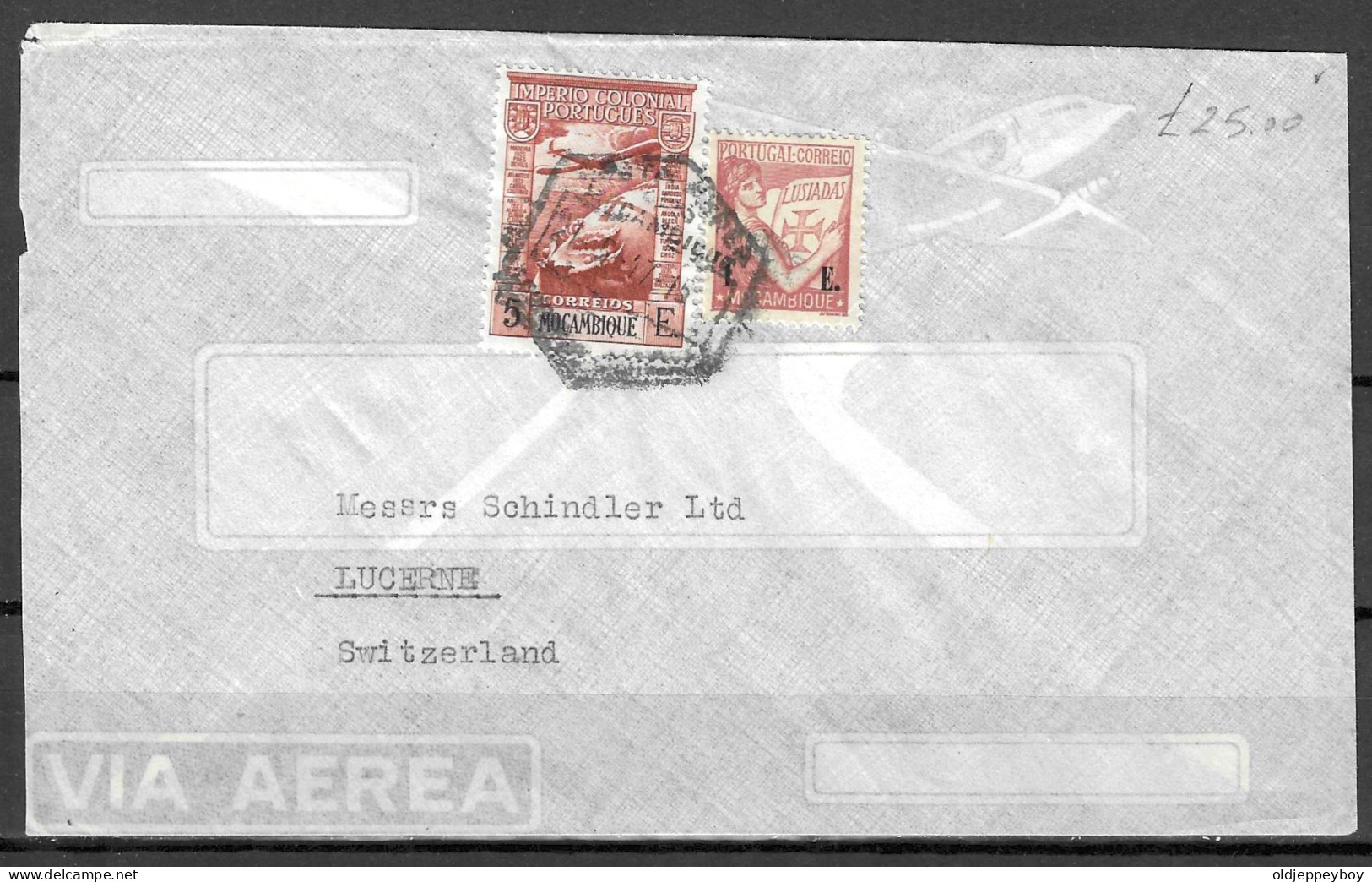 1947 MOÇAMBIQUE MOZAMBIQUE LOURENÇO MARQUES BRIDLER & LDA  ENVELOPE COVER AIRMAIL  TO  LUZERN SUISSA SUISSE SWITZERLAND - Lourenzo Marques