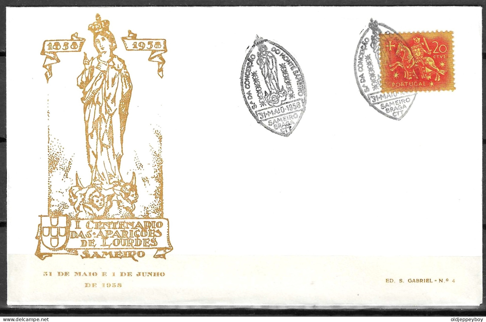 I CENTENÁRIO DAS APARIÇÕES DE LOURDES SAMEIRO BRAGA 1958 - Covers & Documents