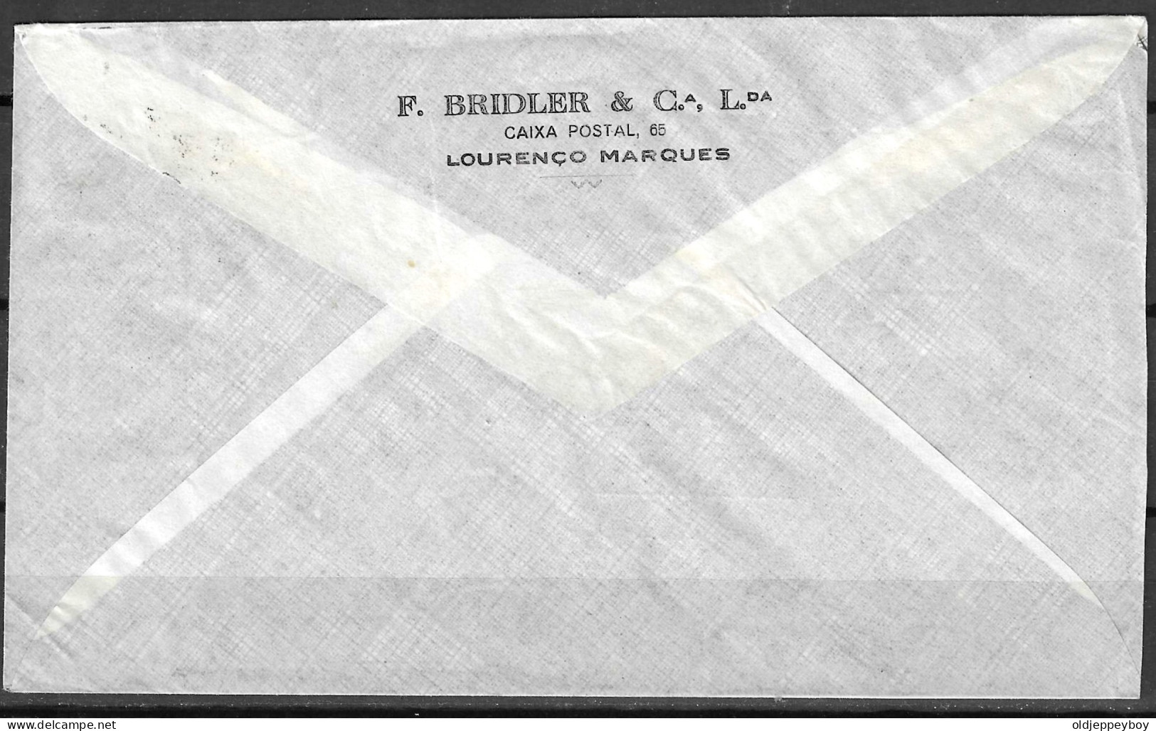 1947 MOCAMBIQUE LOURENÇO MARQUES  BRIDLER & LDA  ENVELOPE COVER AIRMAIL  TO  LUZERN SUISSA SUISSE SWITZERLAND  - Lourenco Marques