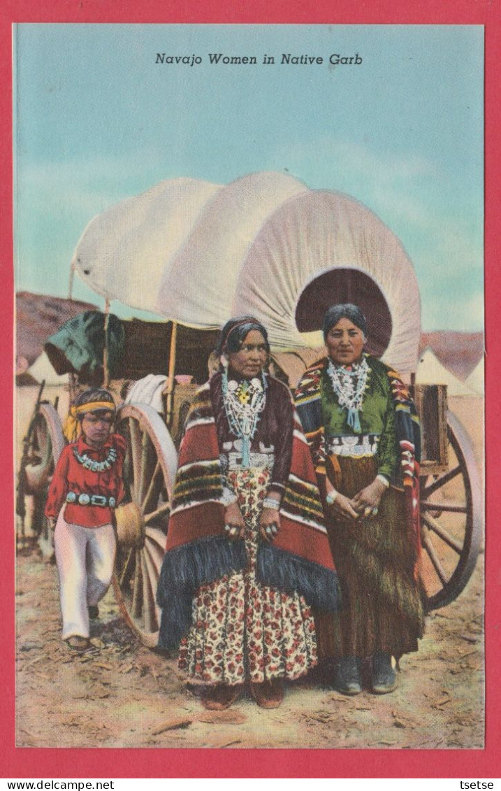 Indians Of The Southwest- Navajo Women In Native Garb ( Recto ) & Harvest Time At Santa Indian Pueblo ( Verso ) - America