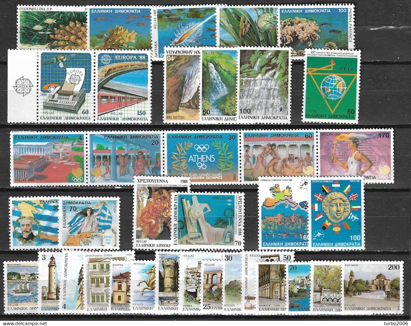 GREECE 1988 Complete All Sets MNH Vl. 1737 / 1773 (no A Nrs) - Années Complètes