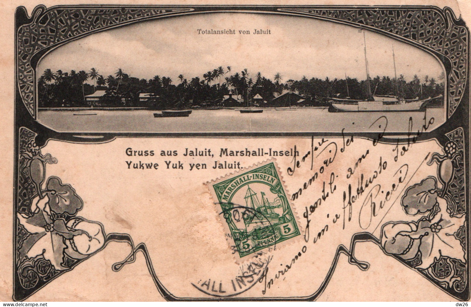 Gruss Aus Jaluit, Marshall-Inselh (Archipel, Iles Marshall) Totalansicht Von Jaluit, Vue Générale De L'île 1903 - Marshall Islands