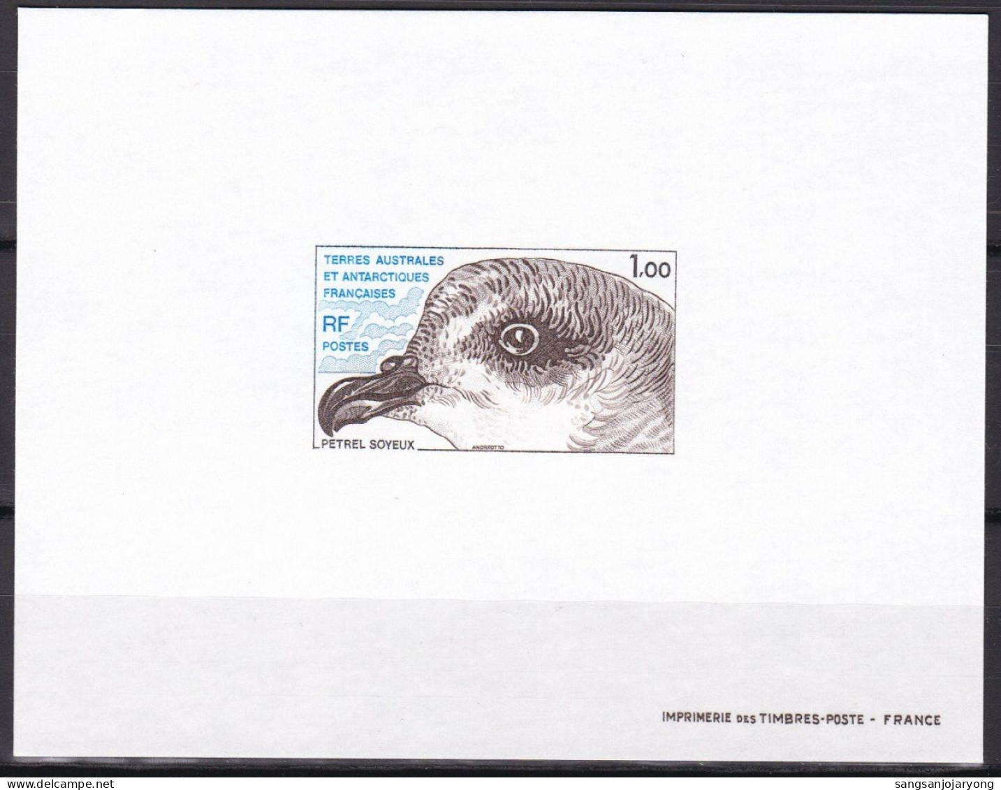 FSAT - TAAF Sc83 Petrel, Bird, Oiseau, Deluxe Proof, Epreuve - Fauna Antártica