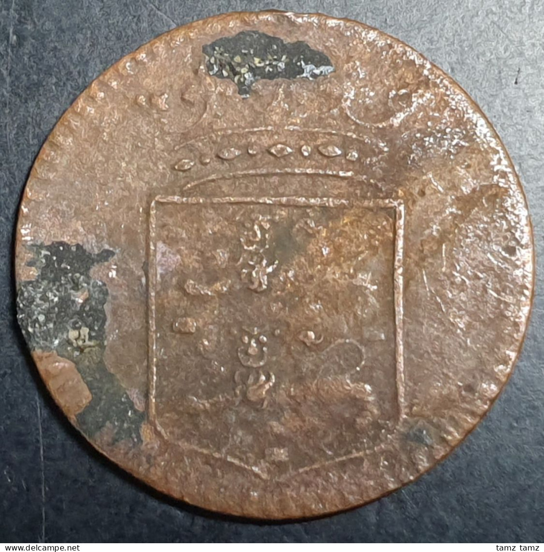 Netherlands East Indies VOC Gelderland Indonesia 1 One Duit 1750 Rooster Mint - Indonesia