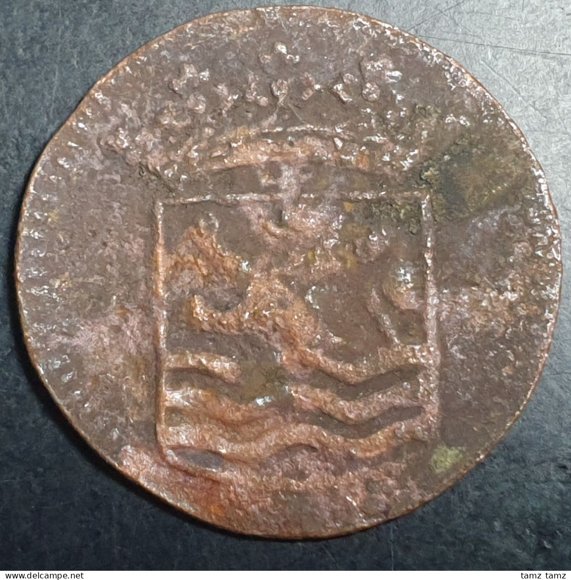 Netherlands East Indies VOC Zeeland Indonesia 1 One Duit 1733 Castle Mintmark - Indonésie