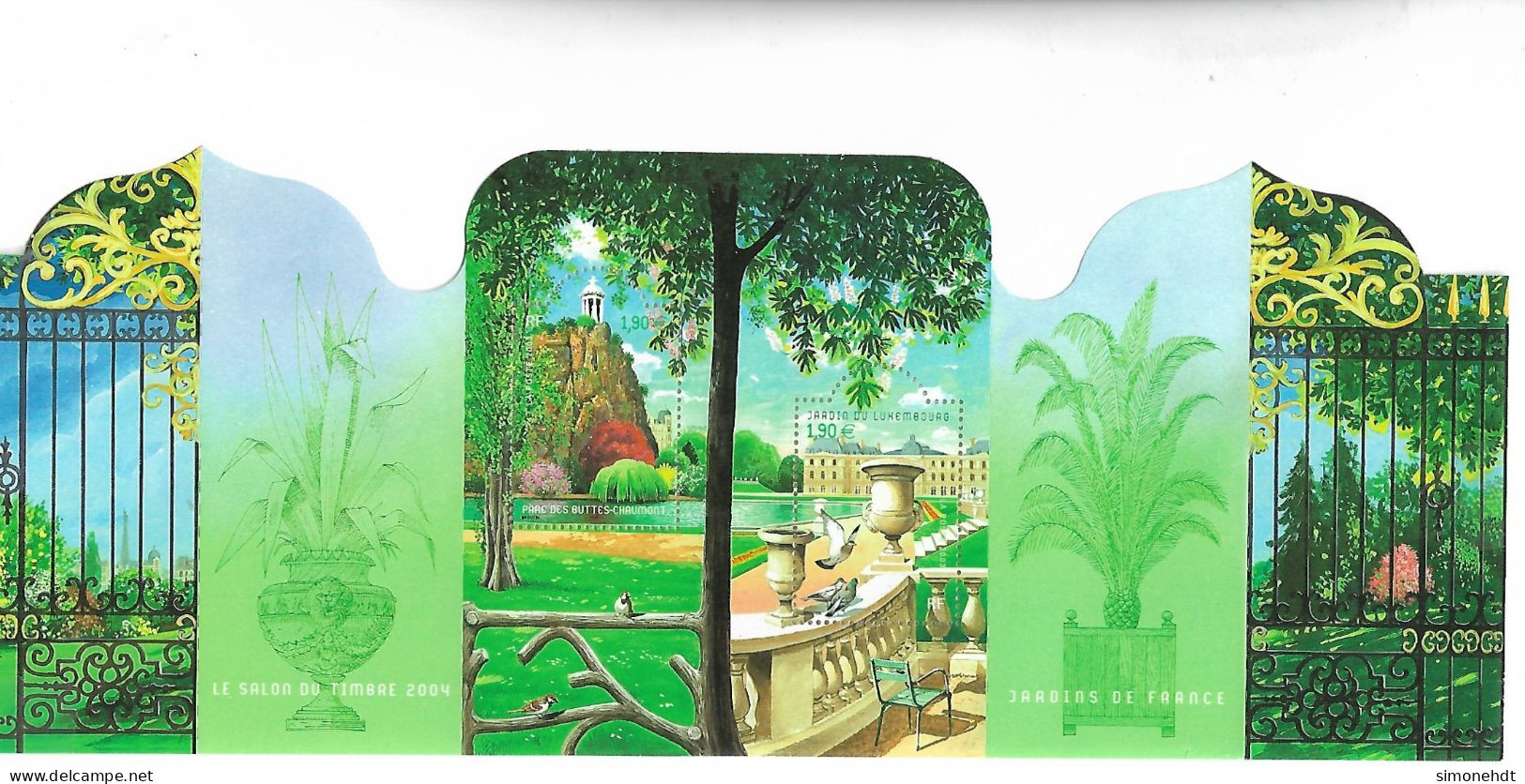 Bloc Feuillet - Salon Du Timbre 2004 - Les Jardins De France - 2 Timbres - 1,90€ X 2 - Ungebraucht