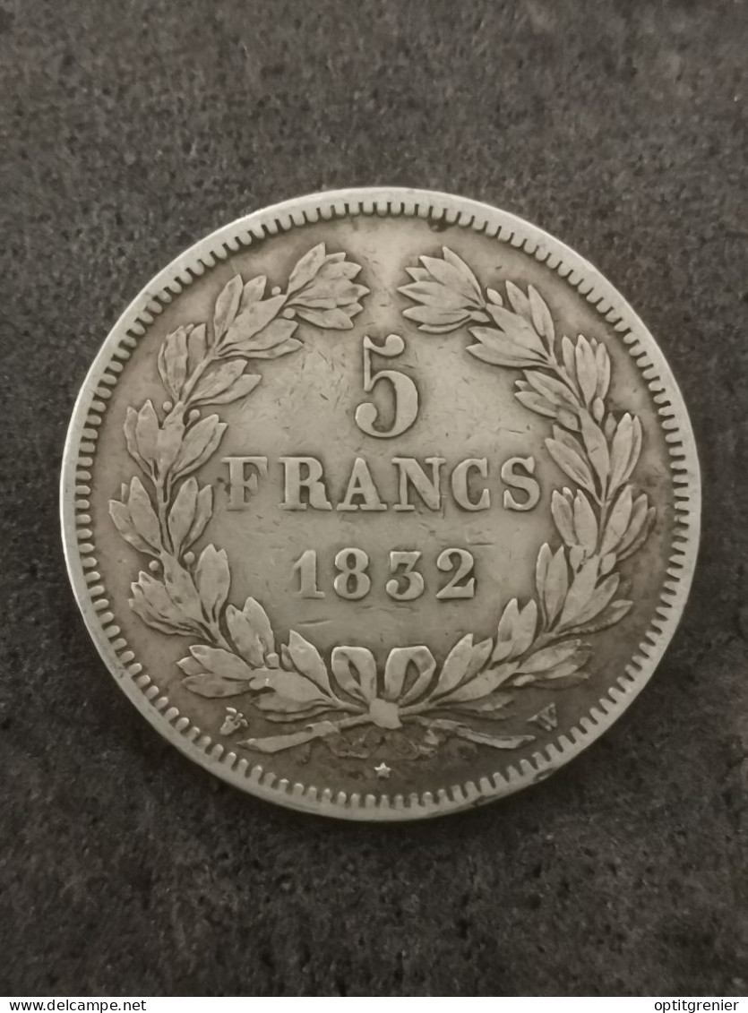 5 FRANCS ARGENT LOUIS PHILIPPE I 1832 W LILLE DOMARD 2è RETOUCHE / SILVER - 5 Francs
