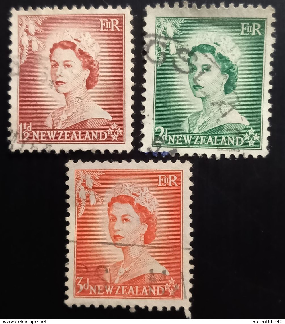 Nouvelle Zélande 1954 Queen Elizabeth II 1½P , 2P & 3P Used - Gebruikt