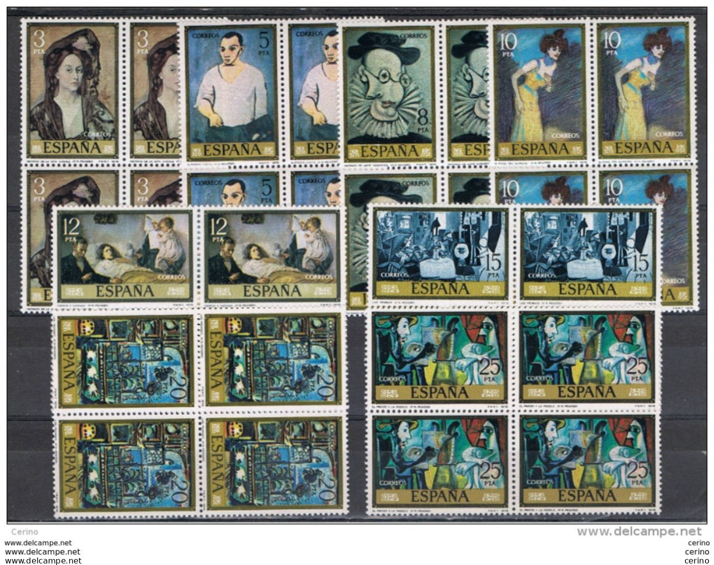 SPAGNA:  1978  PABLO  PICASSO  -  S. CPL. 8  VAL. BL. 4  N. -  YV/TELL. 2127/34 - Blocs & Hojas