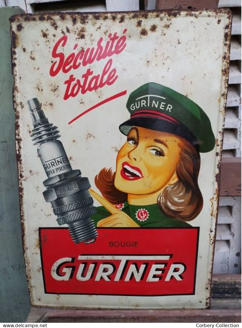 Ancienne Plaque Tole Publicitaire Bougies Gurtner 1940-1950 - Andere & Zonder Classificatie