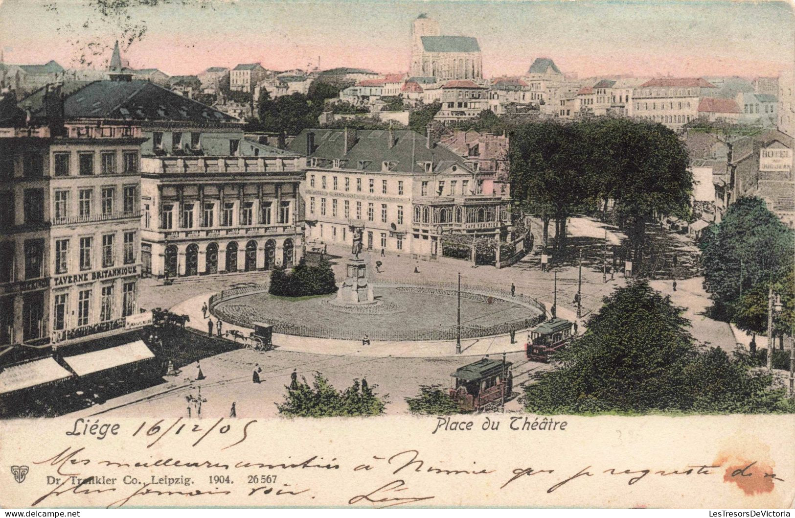 BELGIQUE - Liège - Place Du Théâtre - Colorisé -  Carte Postale Ancienne - Liège
