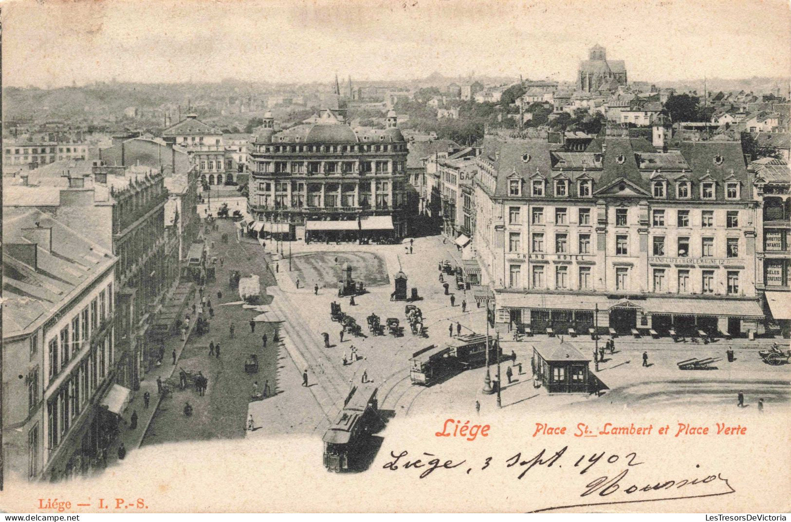 BELGIQUE - Liège - Place St Lambert Et Place Verte -  Carte Postale Ancienne - Liege