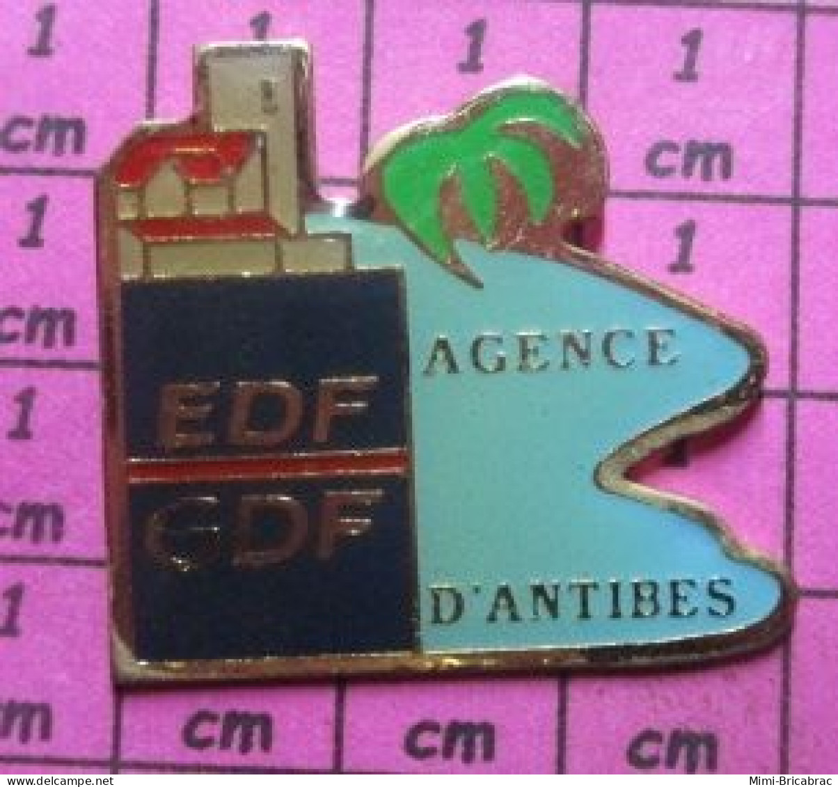 516B Pin's Pins / Beau Et Rare & TB état / EDF GDF AGENCE D'ANTIBES MER PALMIER - EDF GDF