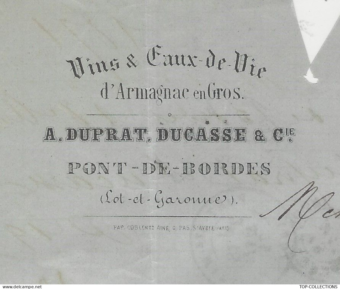 1871  RARE LETTRE ENTETE DUPRAT DUCASSE VINS EAU DE VIE Pont De Bordes Lot Et Garonne Pour Samazeuilh Banque à Bordeaux - 1800 – 1899