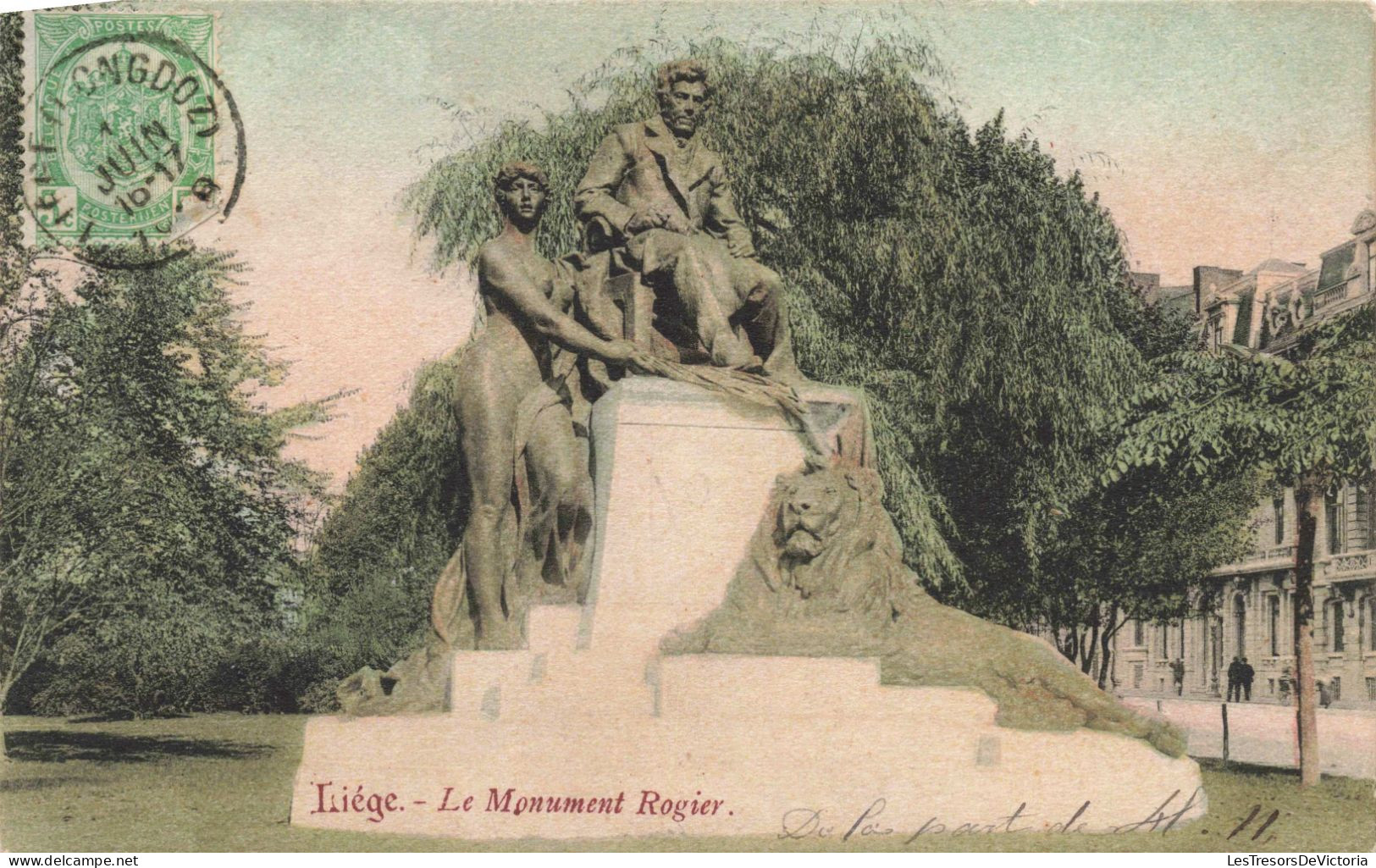 BELGIQUE - Liège - Le Monument Rogier - Colorisé -  Carte Postale Ancienne - Luik