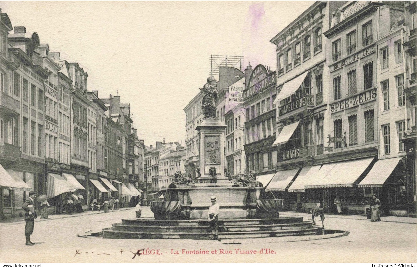 BELGIQUE - Liège - La Fontaine Et Rue Vinave D'Ile -  Carte Postale Ancienne - Liege