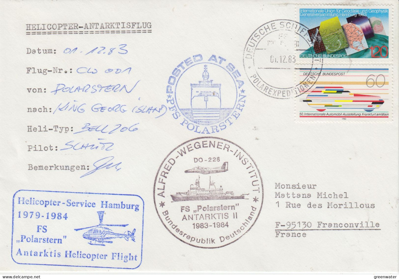 Germany Heli Flight From Polarstern To King George Island  01.12.1983 (ET150) - Vols Polaires