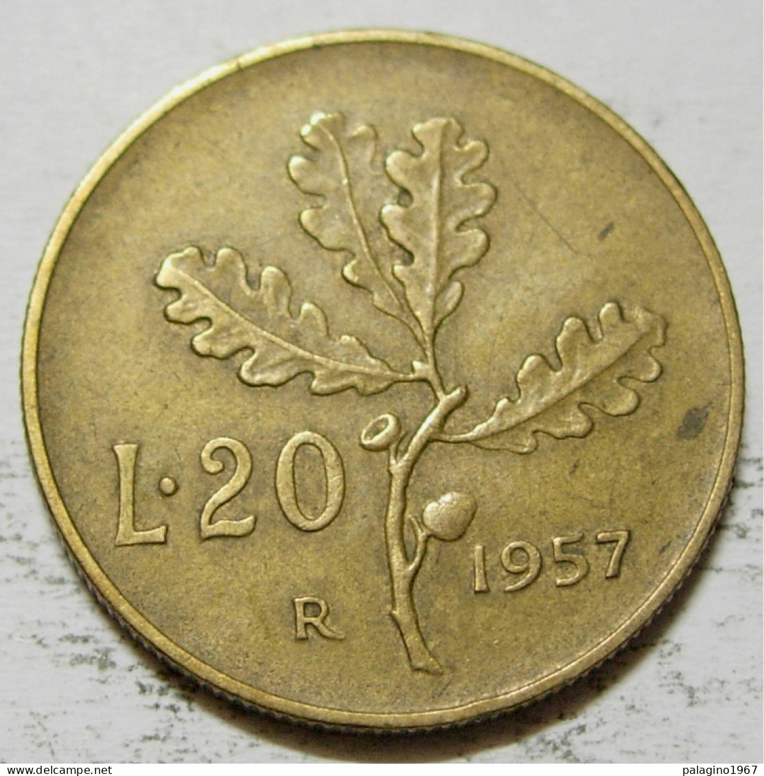 REPUBBLICA ITALIANA 20 Lire Ramo Di Quercia 1957 BB  - 20 Lire