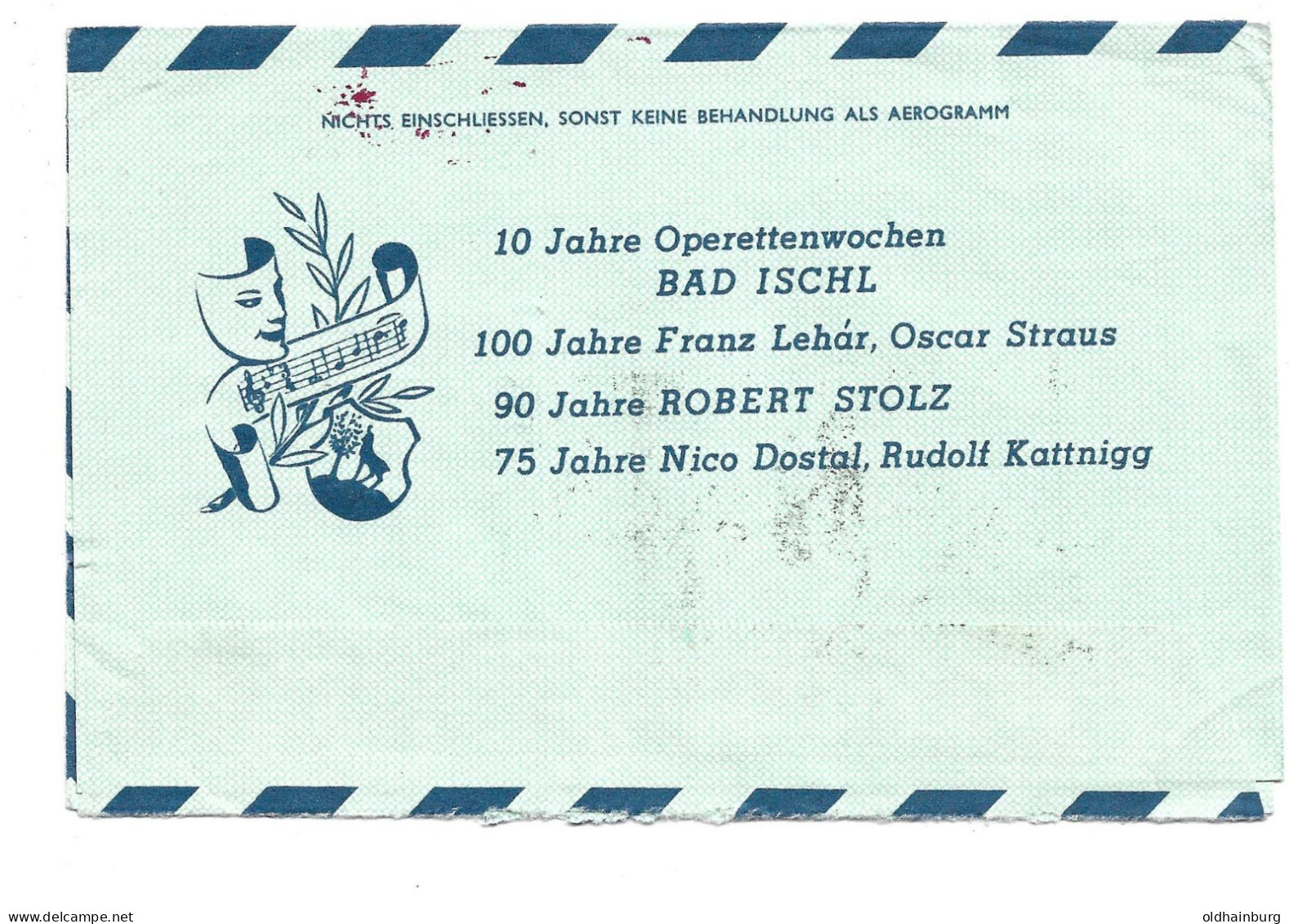 0415i: Aerogramm ANK 13c (30.- €) Wien- New York 3.7.1970 Werbestempel Bad Ischl - Enveloppes