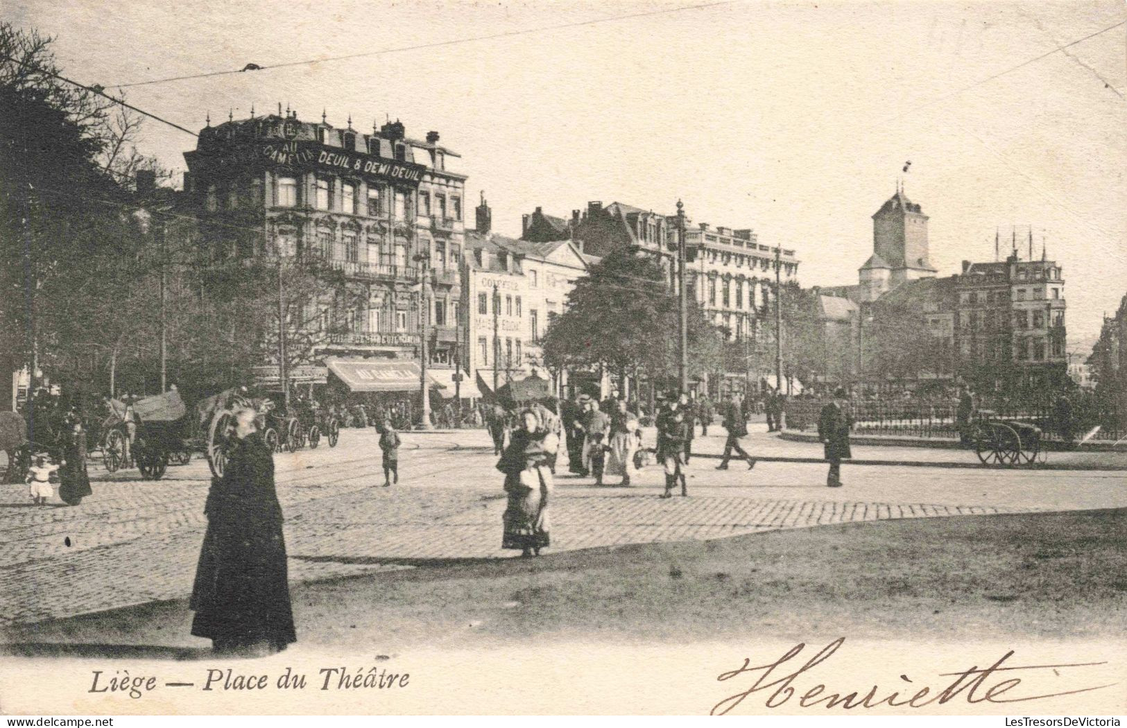 BELGIQUE - Liège - La Place Du Théâtre - Animé -  Carte Postale Ancienne - Luik