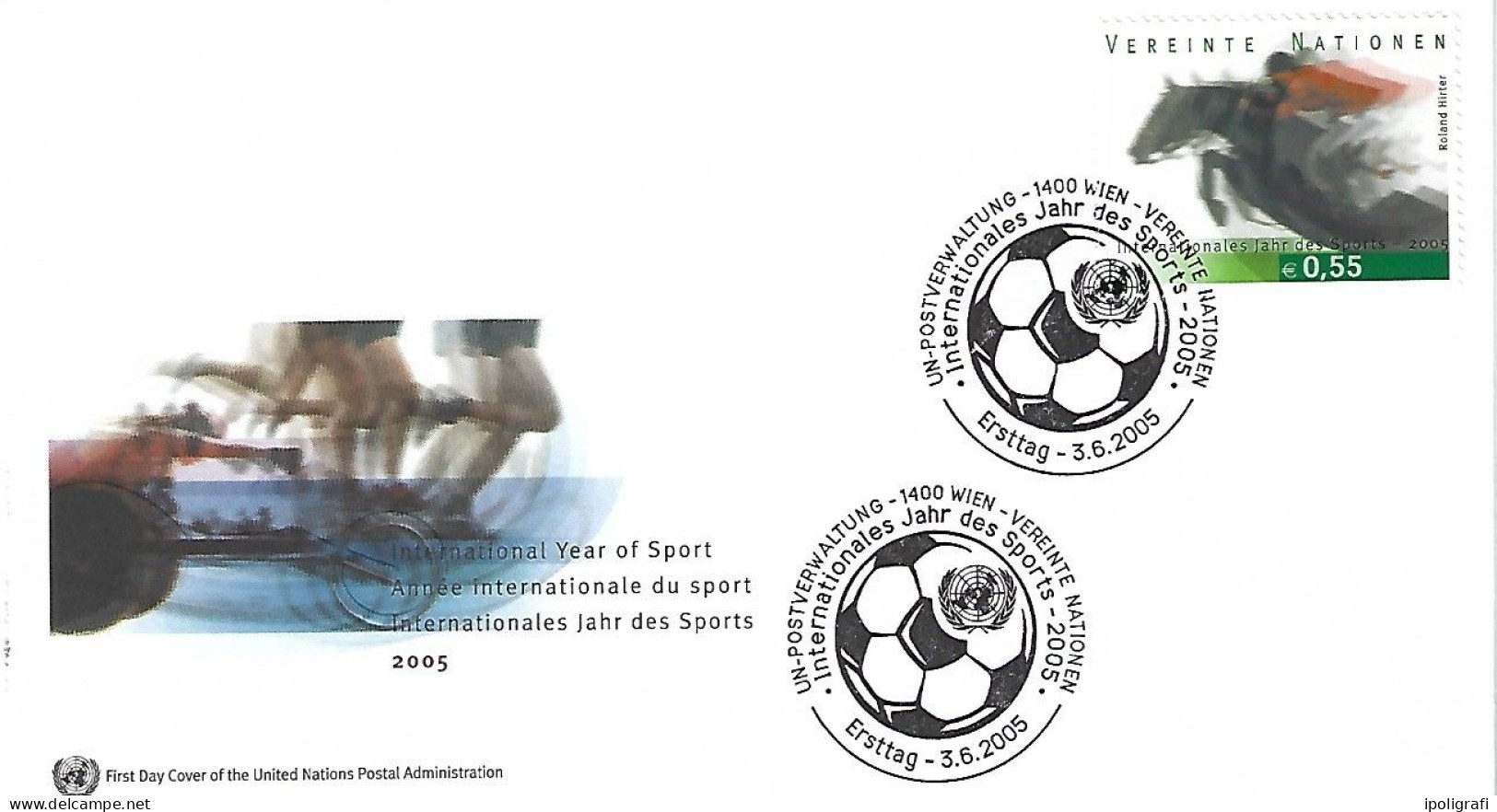 ONU Vienna 2005 Anno Int. Dello Sport: Equitazione 1v. Fdc, Bella - Brieven En Documenten