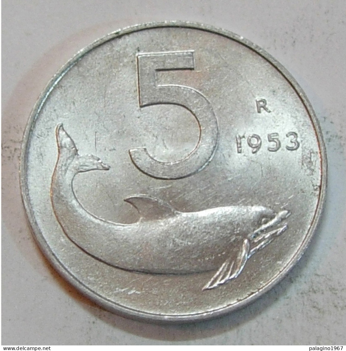 REPUBBLICA ITALIANA 5 Lire Delfino 1953 QFDC  - 5 Lire