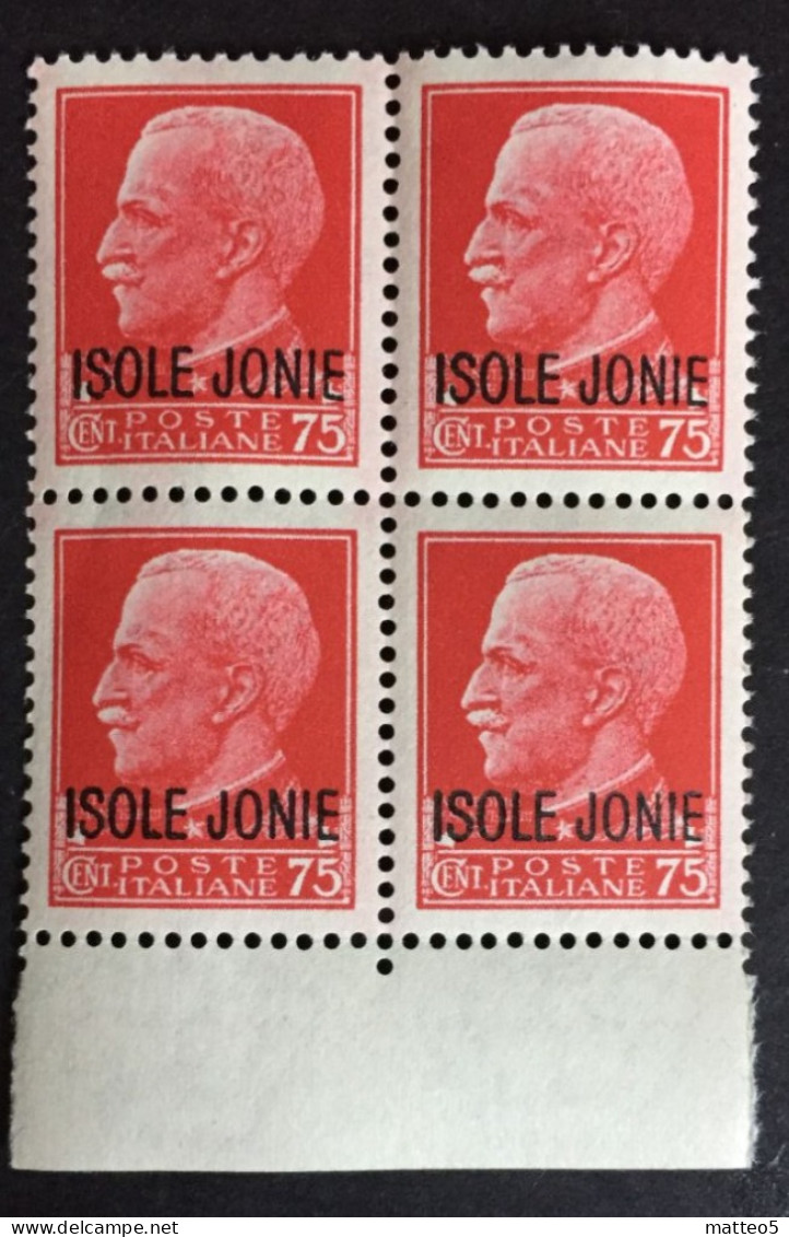 1941 - Italia - Occupazione Isole Jonie - Cent 75 . Quartina - Nuovi - Islas Jónicas