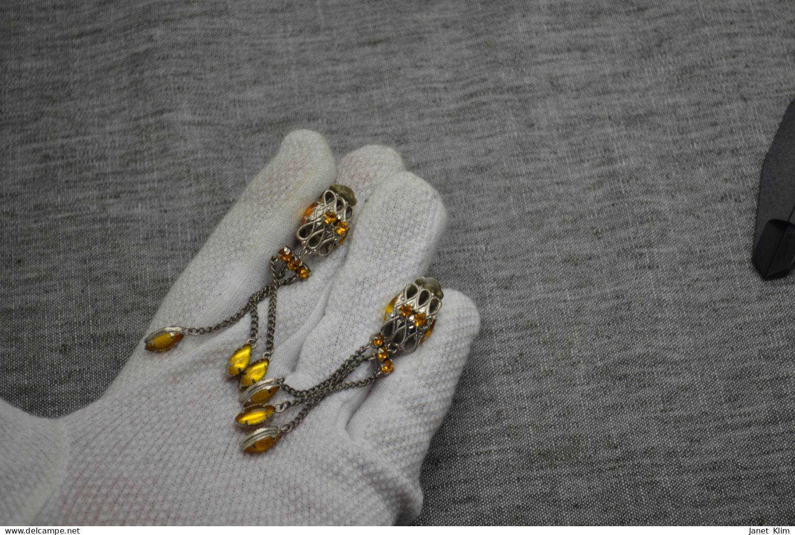 Beautiful Vintage Amber Earrings - Boucles D'oreilles