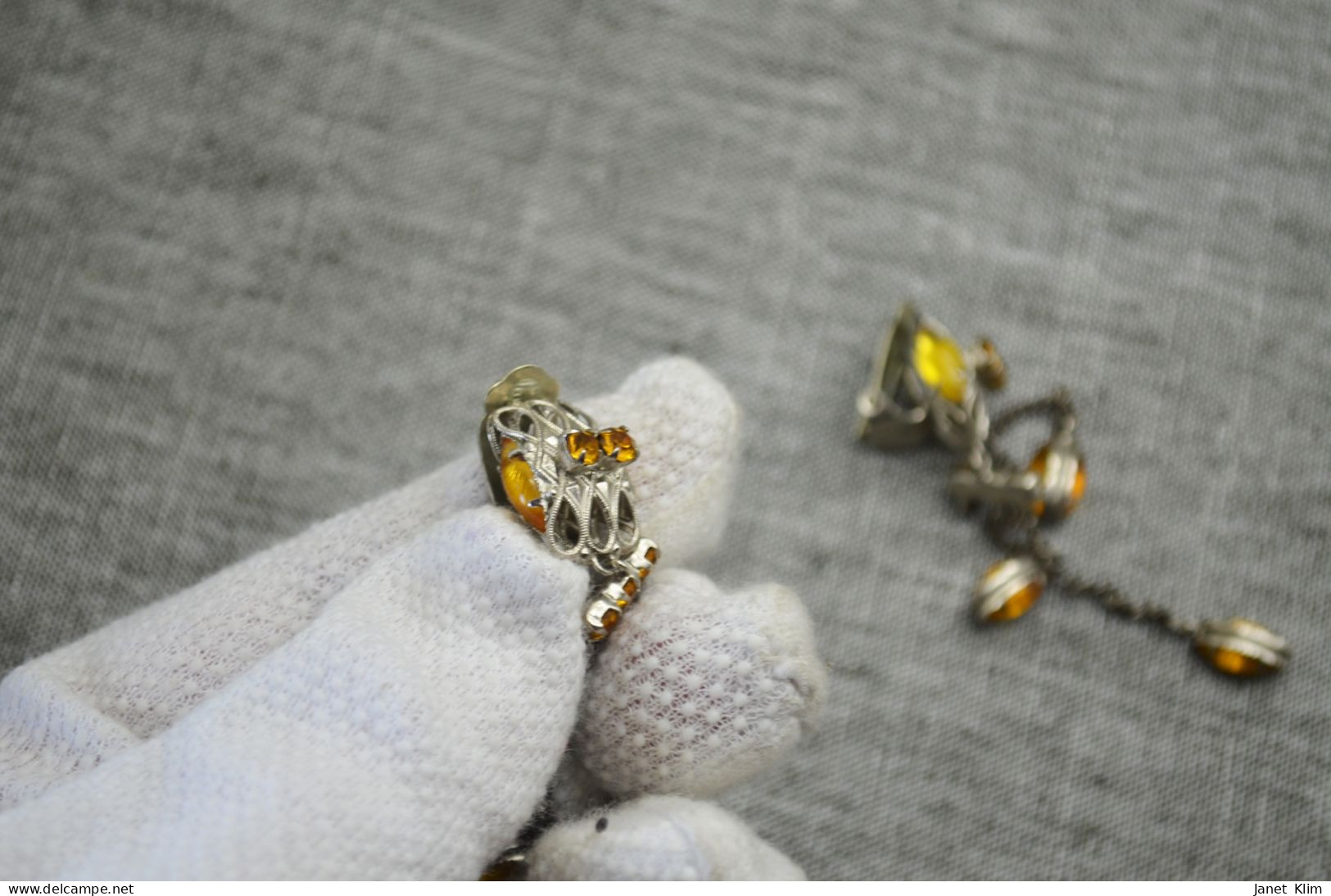 Beautiful Vintage Amber Earrings - Boucles D'oreilles