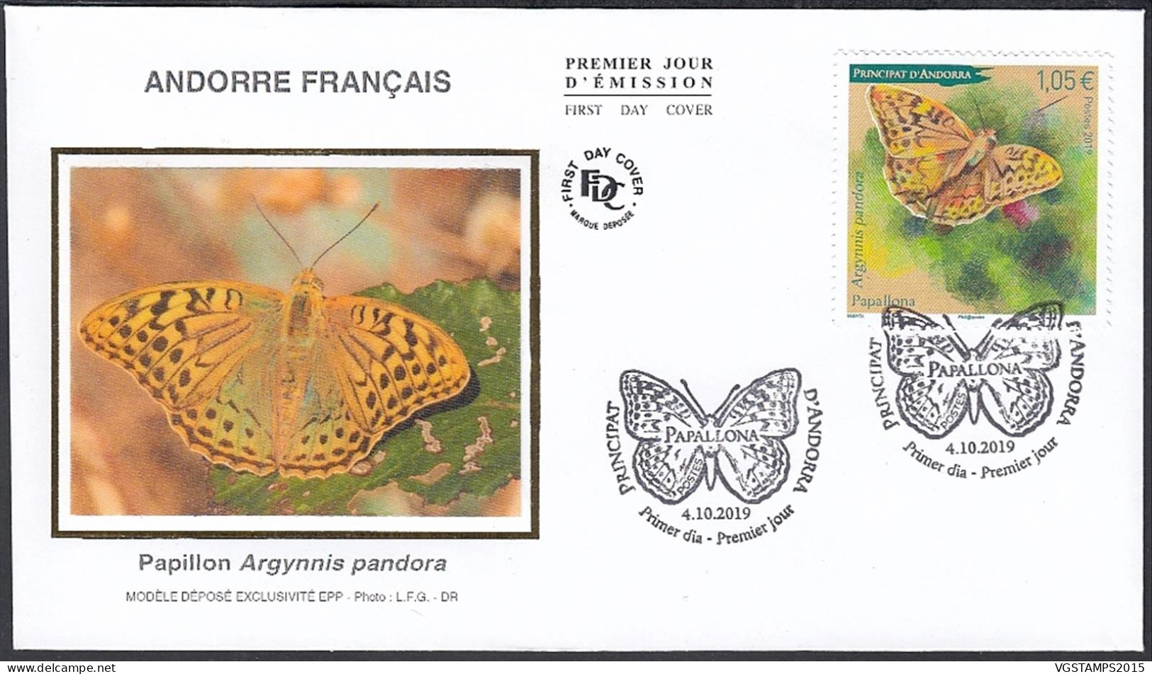 Andorre 2019- Andorre Française - FDC Imagé -Premier Jour D' Émission. Tirage Infime "Papillon".... (EB) DC-11870 - Used Stamps