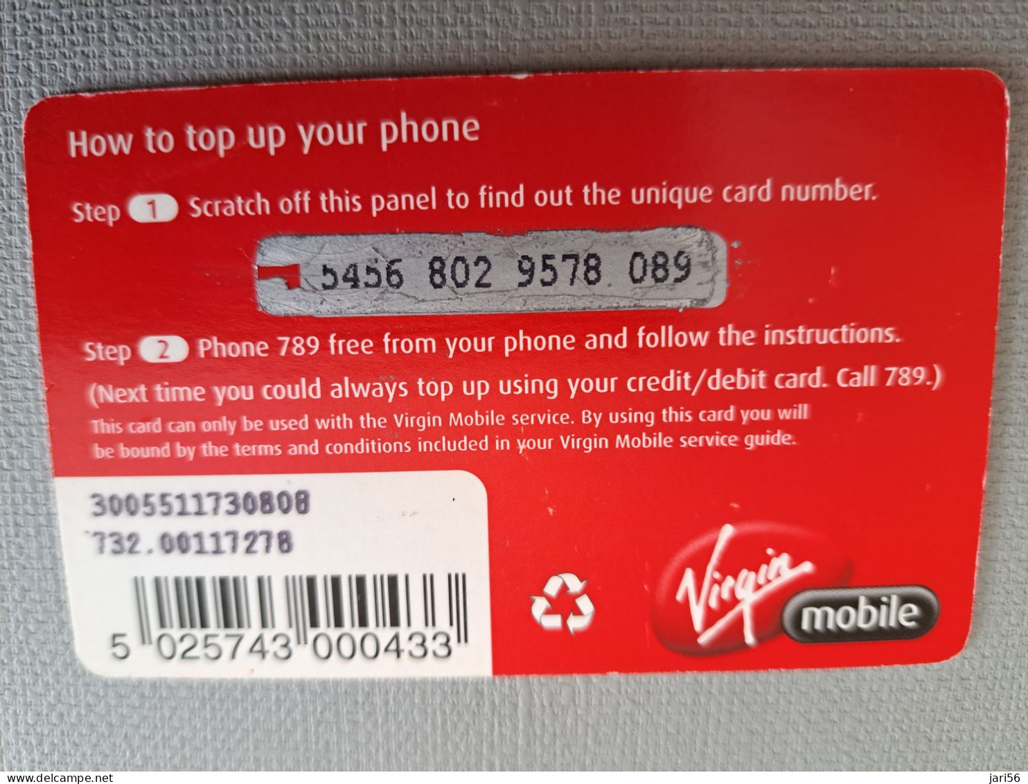 GREAT BRITAIN / 10 POUND  /PREPAID / VIRGIN MOBILE //FACE  PEOPLE ON CARD / FINE USED    **15067** - Collections