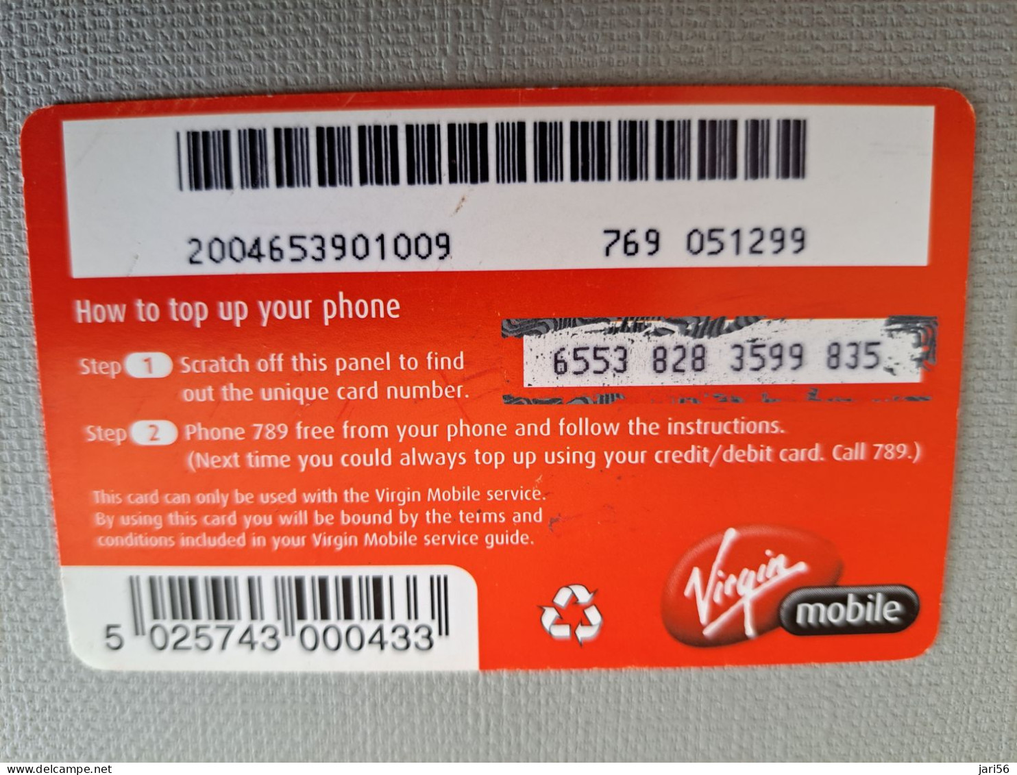 GREAT BRITAIN / 10 POUND  /PREPAID / VIRGIN MOBILE //FACE  PEOPLE ON CARD / FINE USED    **15068** - Verzamelingen