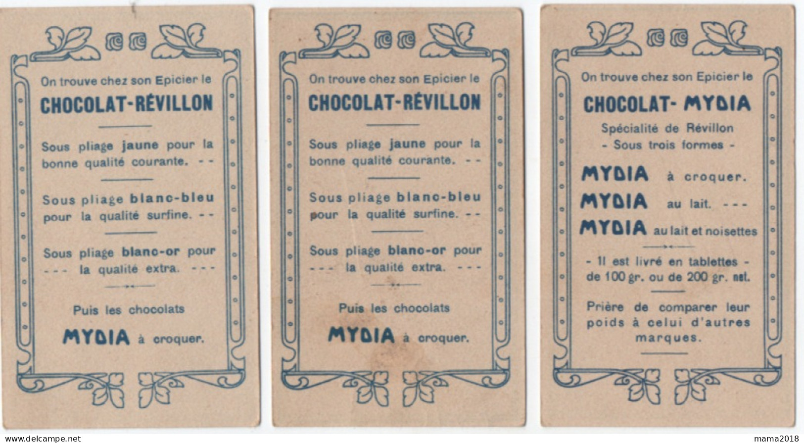 Lot  10  Chromos   Chocolat  Revillon   10.5 Cm  X  6.5 Cm - Revillon