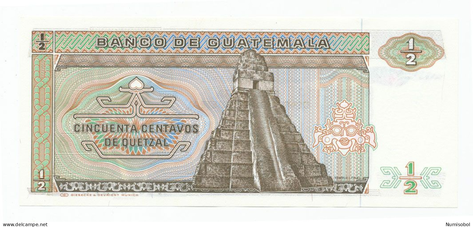 GUATEMALA - 1/2 Quetzal 7. 1. 1987. P65, UNC. (GUA001) - Guatemala