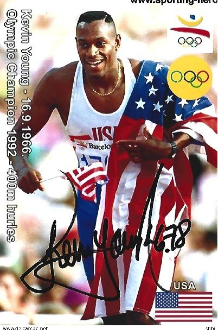 USA - ORIG.AUTOGRAPH - KEVIN YOUNG - OLYMPIC CHAMPION - 400M HURDLES - 1992 BARCELONA - Sportspeople