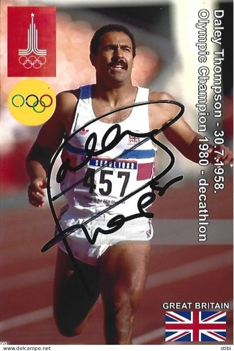 GREAT BRITAIN - ORIG.AUTOGRAPH - DALEY THOMPSON - OLYMPIC CHAMPION - DECATHLON - 1980 MOSCOW - Sportspeople