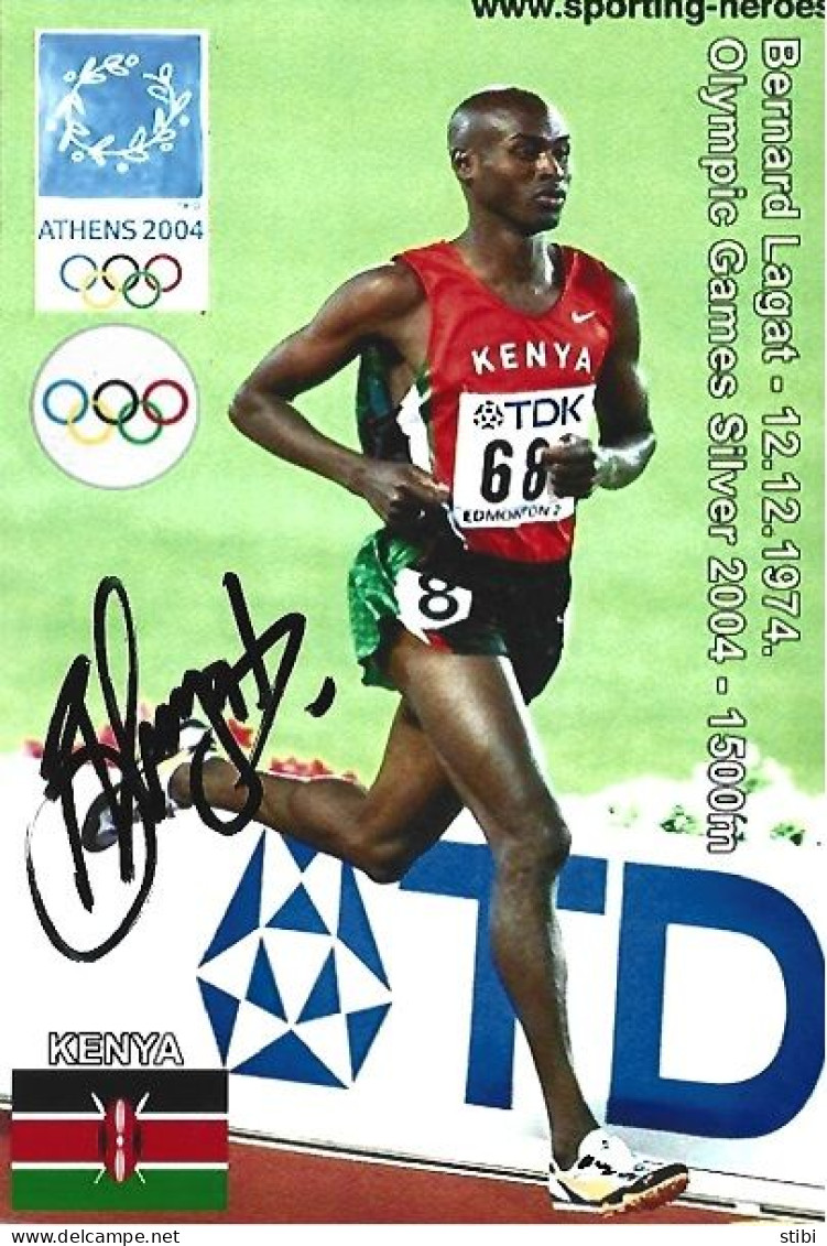 KENYA - ORIG.AUTOGRAPH - BERNARD LAGAT - OLYMPIC GAMES SILVER - 1500M - 2004 ATHENS - Sportifs