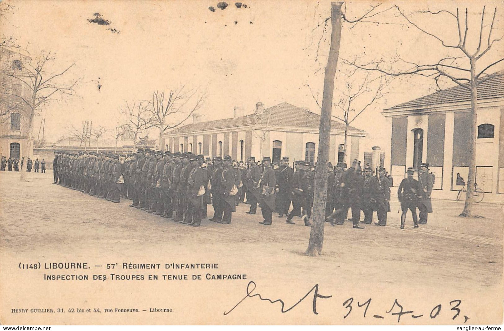 CPA 33 LIBOURNE / 57e REGIMENT D'INFANTERIE / INSPECTION DES TROUPES EN TENUE DE CAMPAGNE - Libourne