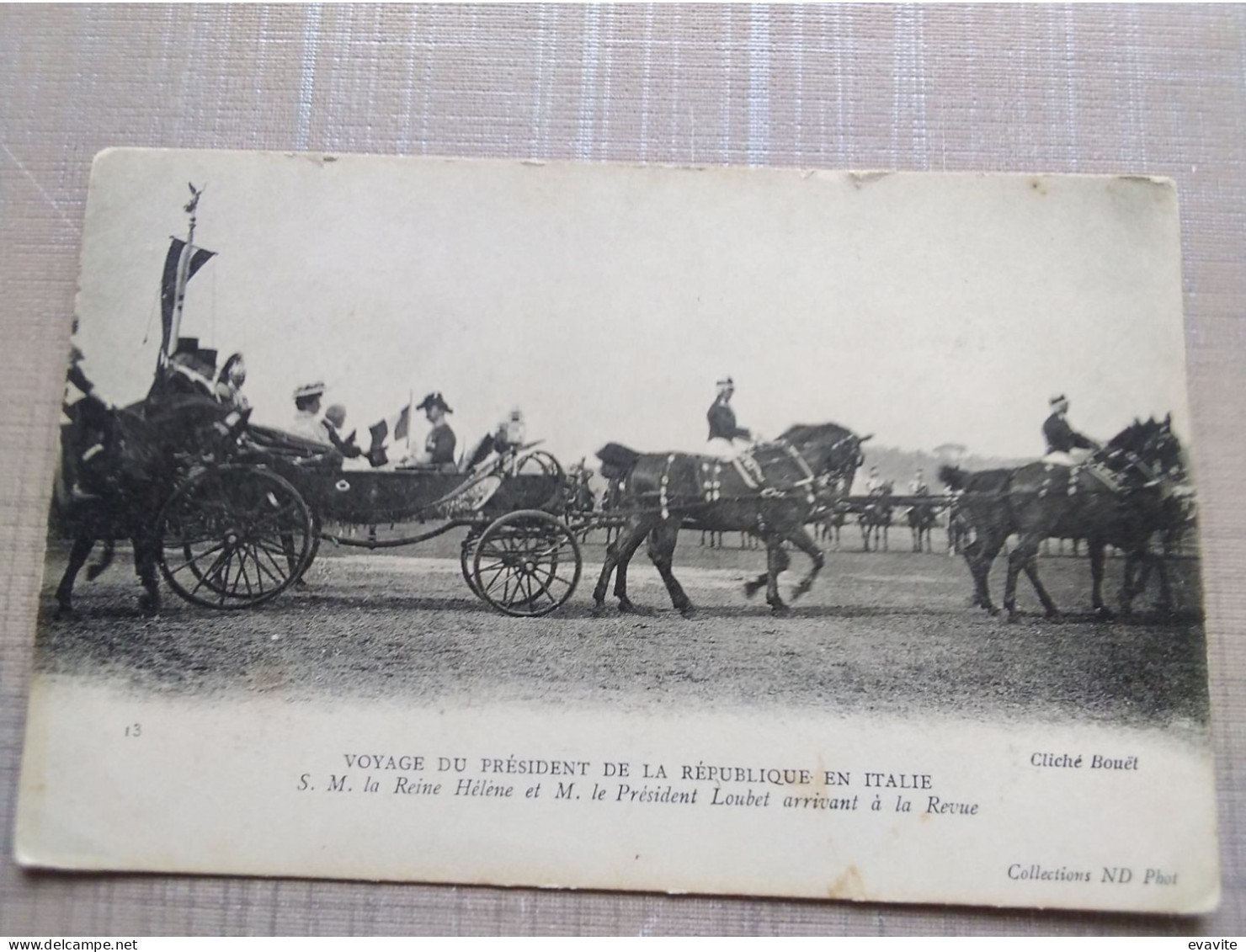 Italie -    CPA    Voyage Du Président De La République  LOUBET Et S.M. La Reine Hélène  Arrivant à La Revue - Inaugurazioni