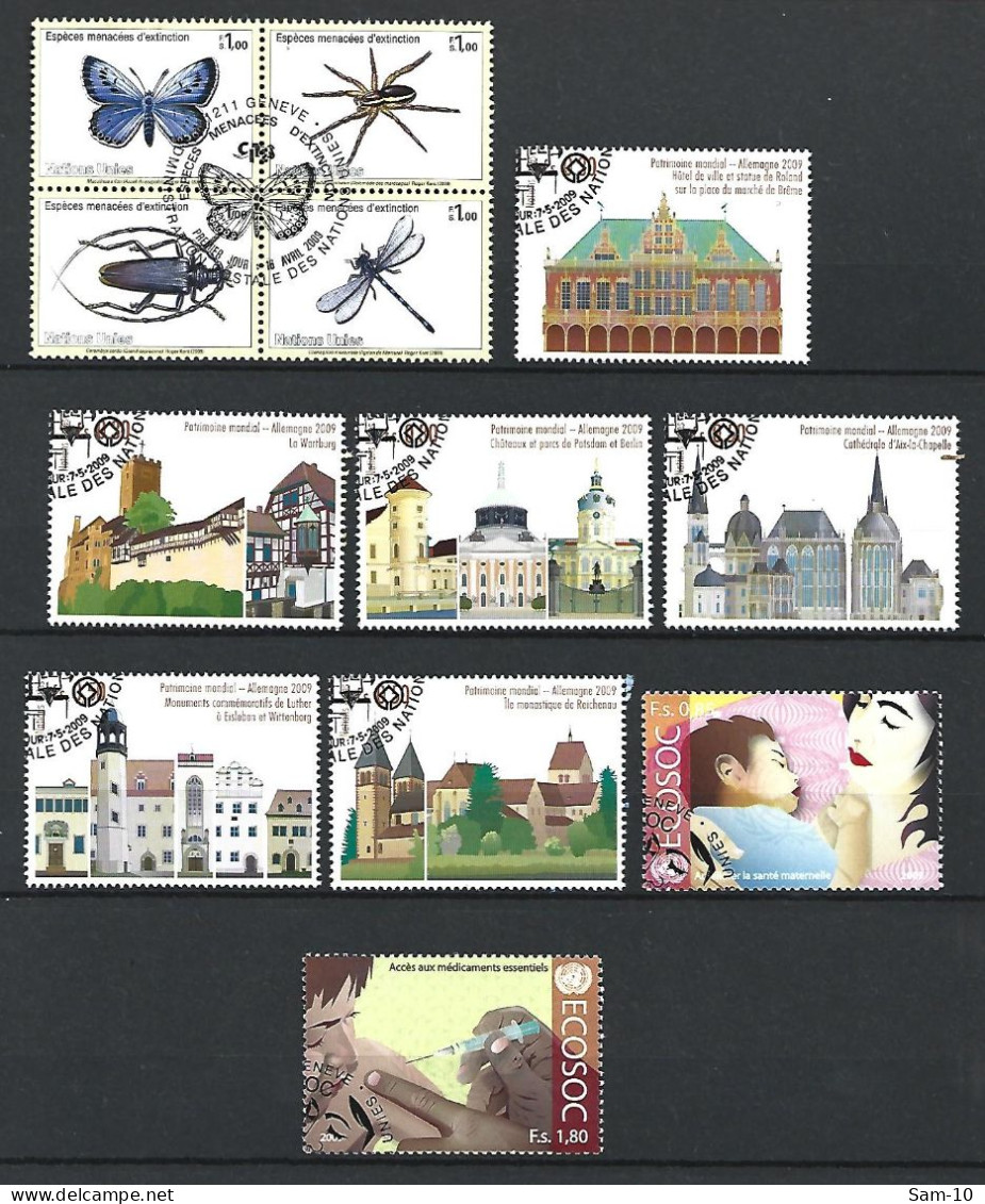 Timbre  Nation Unies Genéves  Oblitere N  649/652  N 655/660 N 661/662 - Used Stamps