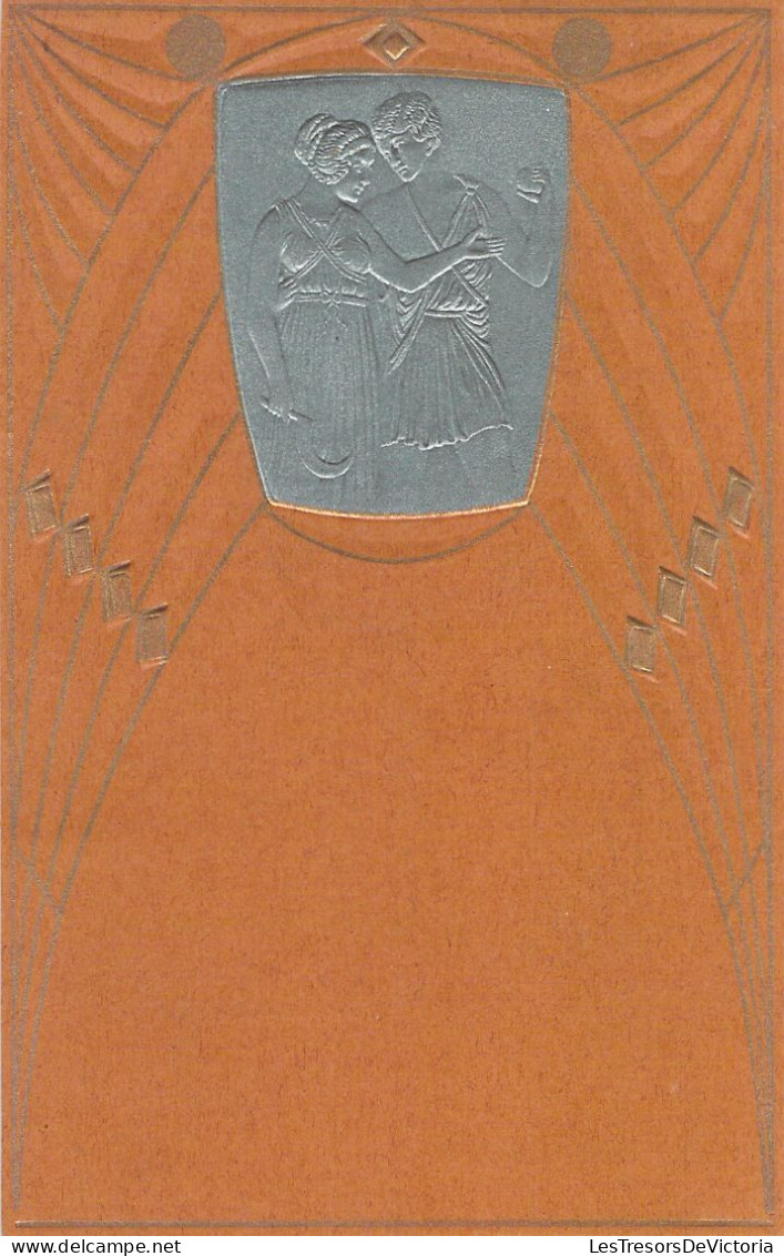 ILLUSTRATEUR - Carte En Relief Avec Couple Grec Argenté - Art Déco - Carte Postale Ancienne - Autres & Non Classés