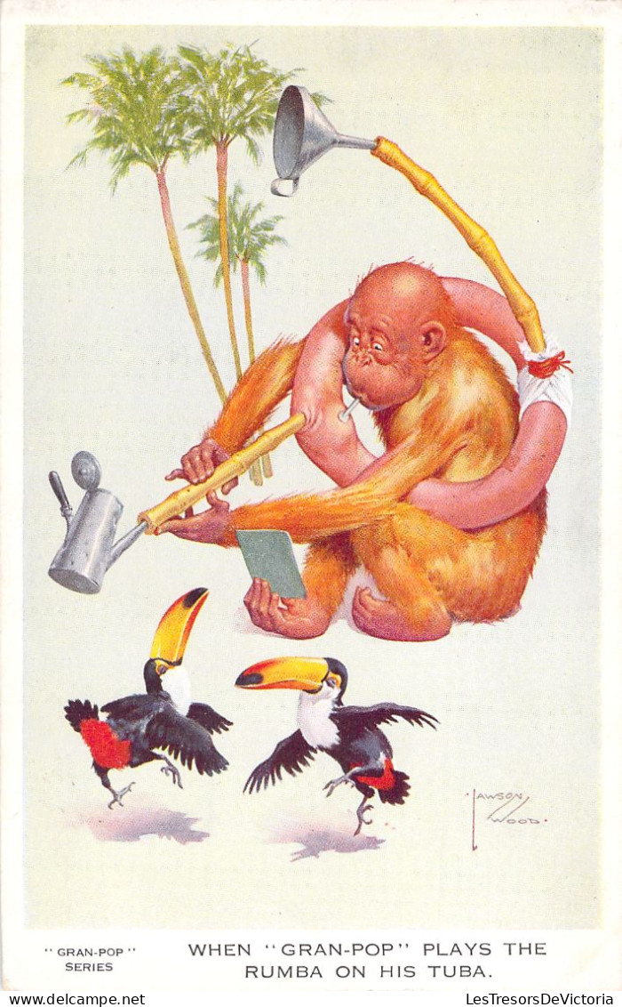 ILLUSTRATEUR - Wood Lawson - Plays The Rumba On His Tuba - Singes - Carte Postale Ancienne - Wood, Lawson