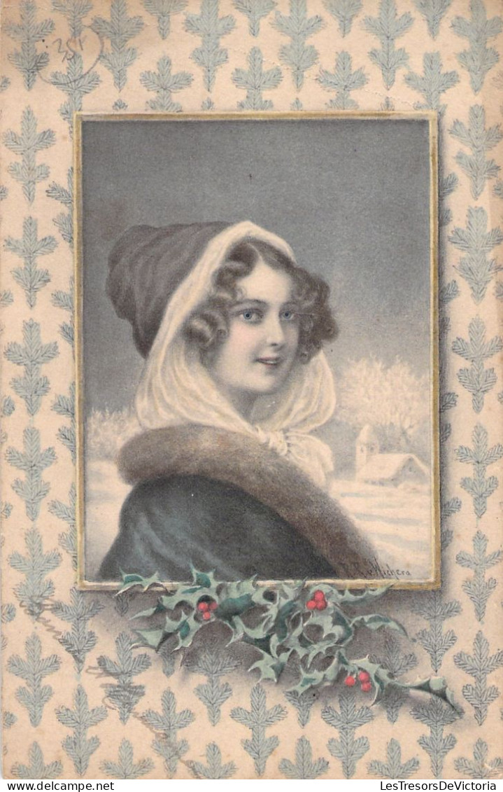 ILLUSTRATEUR - Wichera - Portrait De Femme Avec Du Houx - M M Vienne - Carte Postale Ancienne - Wichera